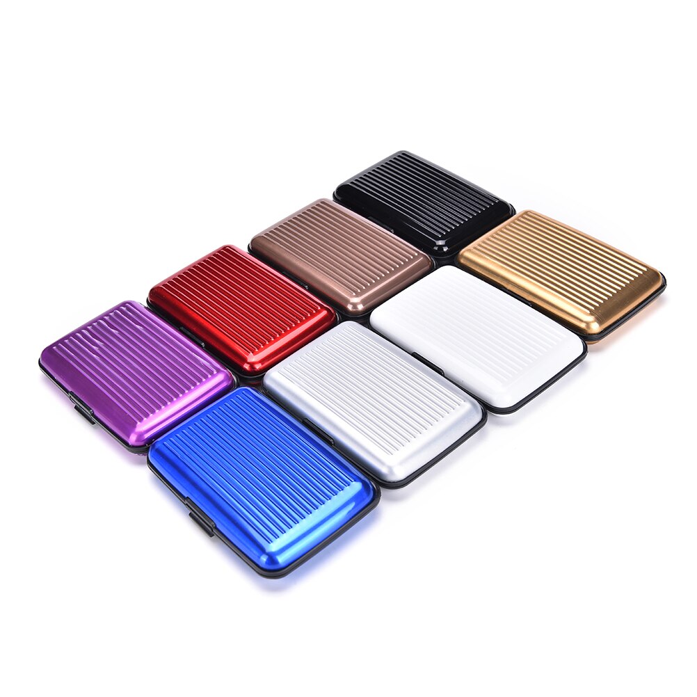 Aluminium kvinder skinnende metal kortholder box kortholdere & note hold kort vandtæt kreditkort id holder etui
