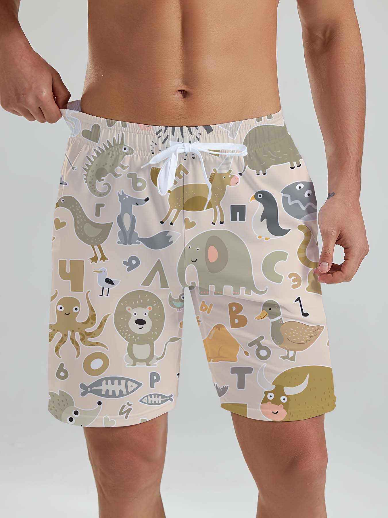 hawaii-søt dinosaurhund herreshorts med 3d trykk herreshorts sommer badebukser ferie Strand herreklær: Xl / måke