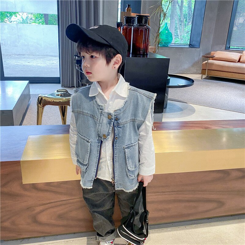Ropa de primavera para bebé, chaqueta chaleco vaquero suelto informal para 1, 2, 3, 4, 5, 6 años, cumpleaños