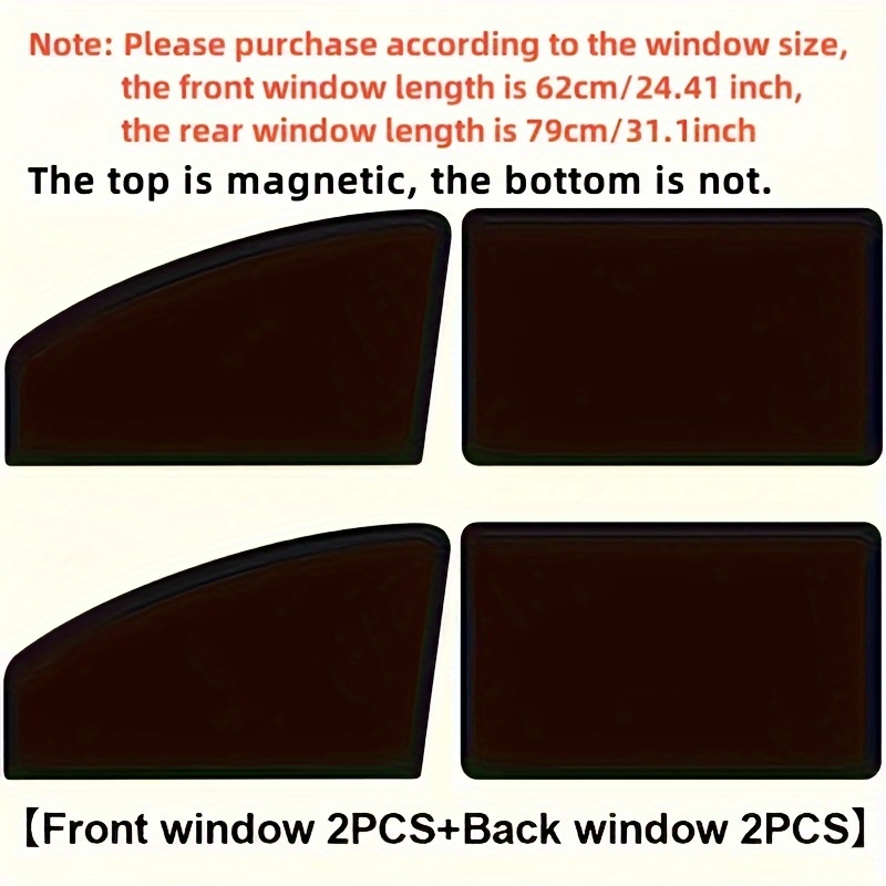 "Heat-Insulating" 4-Piece Magnetic Car Window Sunshade Set - Black Shading & Privacy Curtains For Side Windows