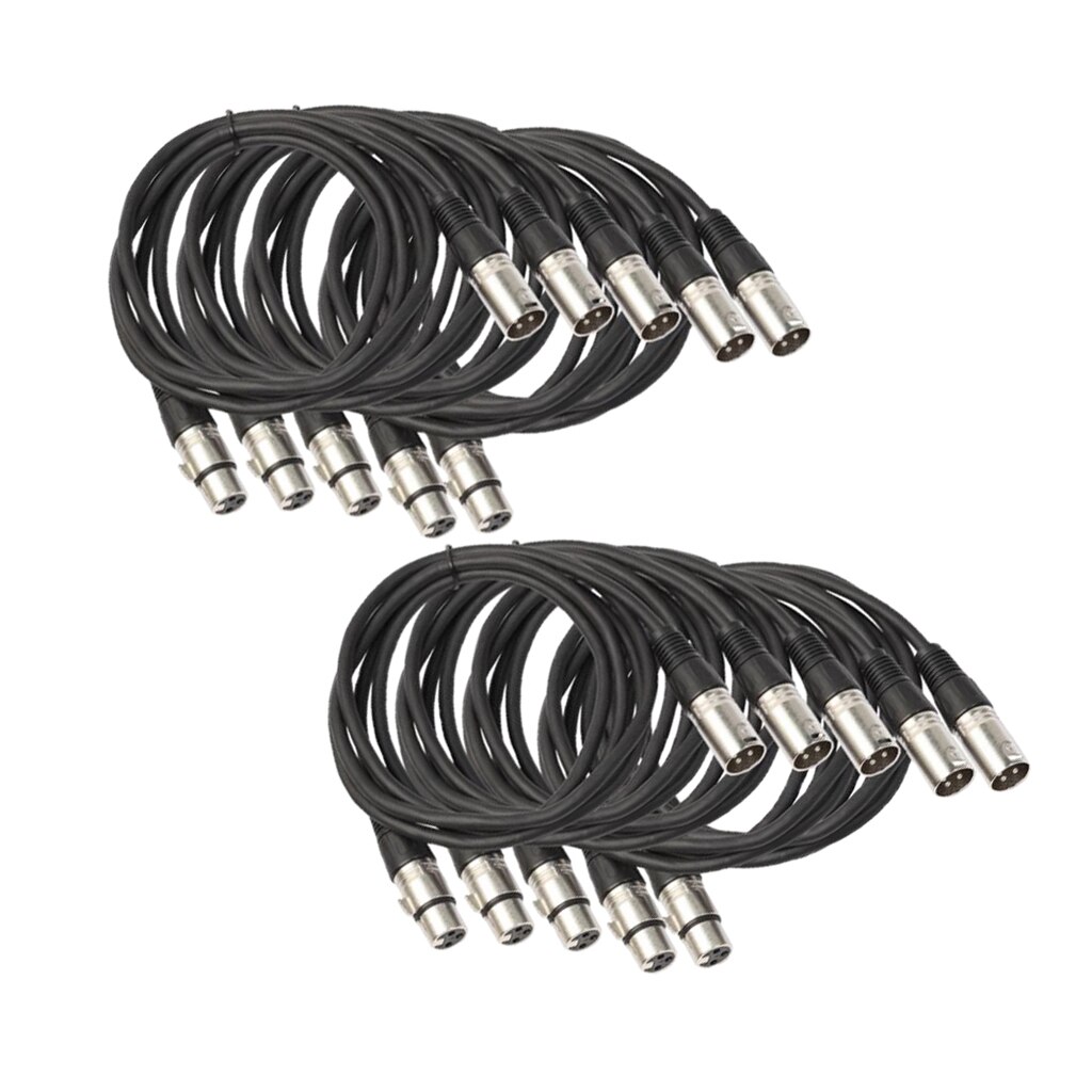 10x Black XLR Microphone Cable,6 FT XLR Male to Female Balanced 3-Pin Mic Cables