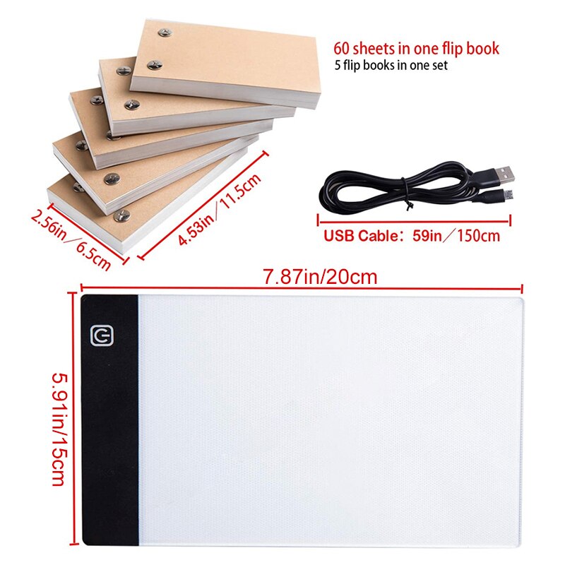 LED Drawing Pad - USB Powered - A5/A6 Size - Brightness Adjustable - Tracing Table