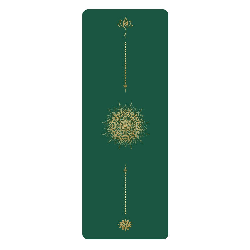 Lezyan Natural Pu Rubber Yoga Mat Bronzing Meditation Mat Middle Line Dry and Wet Non-slip Widening Pilates Fitness: Green sun never sets