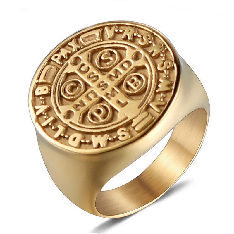 Zegelring van roestvrij staal, gouden steampunk voor mannen, zegelringen, trouwringen, grote herenringen, sieraden voor mannen