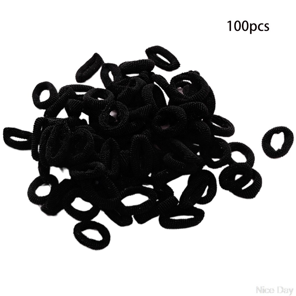 100Pcs Multi Kleur Handdoek Scrunchies Kinderen Meisjes Elastische Naadloze Ponytai Hair Tie: black