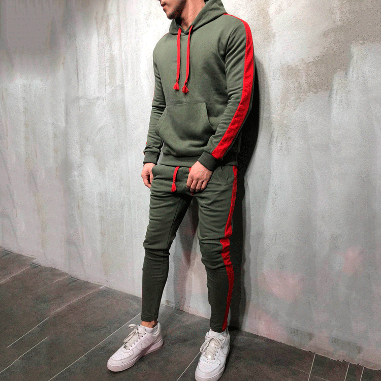 Ropa deportiva con capucha para hombre, traje con capucha de estilo informal, color sólido, nueva