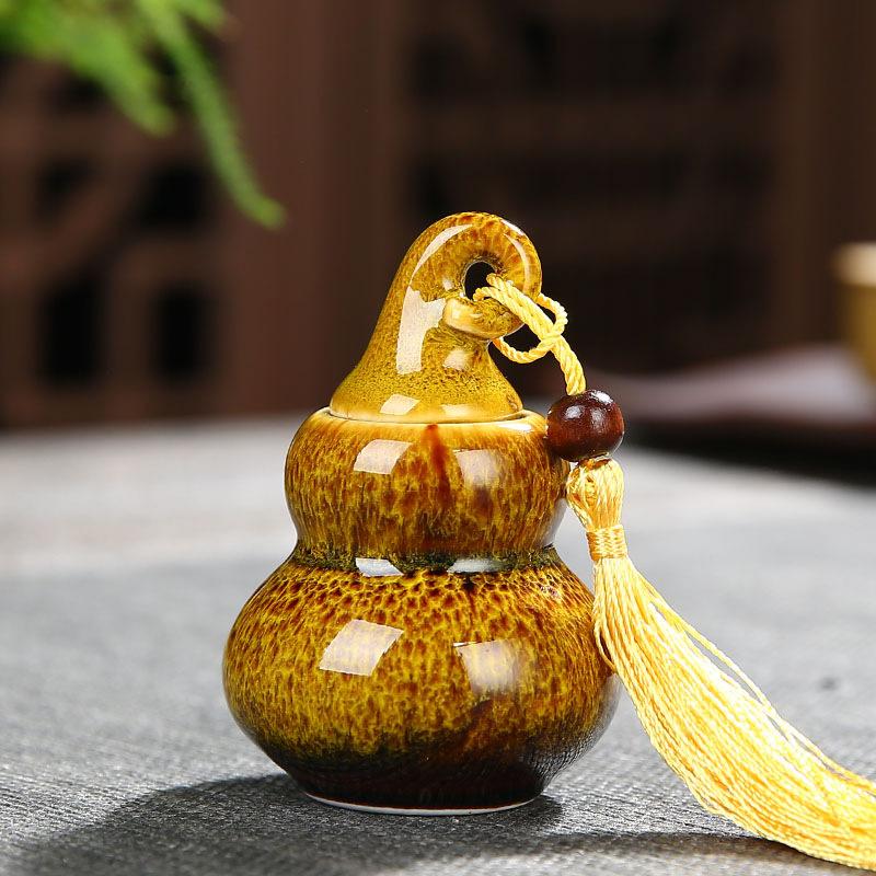Contenedores de té de cerámica con forma de calabaza, lata de Caddies kungfú chino, recipiente de té, accesorios, tarro de té, latas, caja, casa, oficina, Teaware: 8