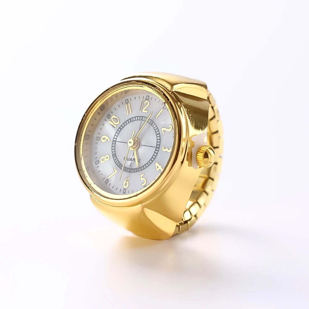 Anillo de reloj colorido para hombre y mujer, puntero Retro plateado, reloj de cuarzo, anillos para dedo, correa de aleación Punk, relojes, accesorios de joyería: Azul oscuro