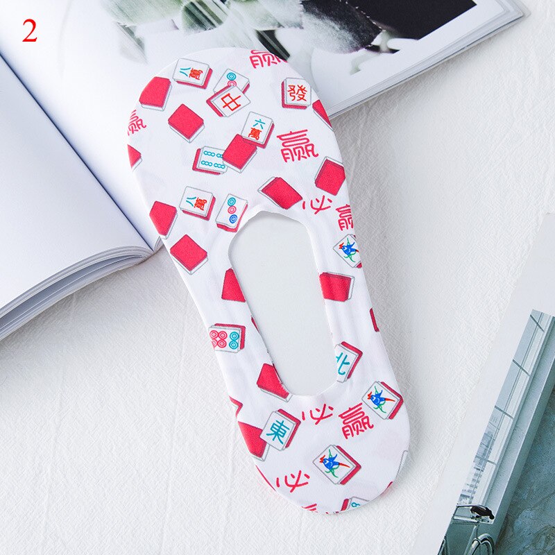 DIY Print Anti-skid Socks Silk Invisible Cats Flamingo Sock Printed in Boat Non Slip Short Socks Female Cartoon No Show Low Sock: 2