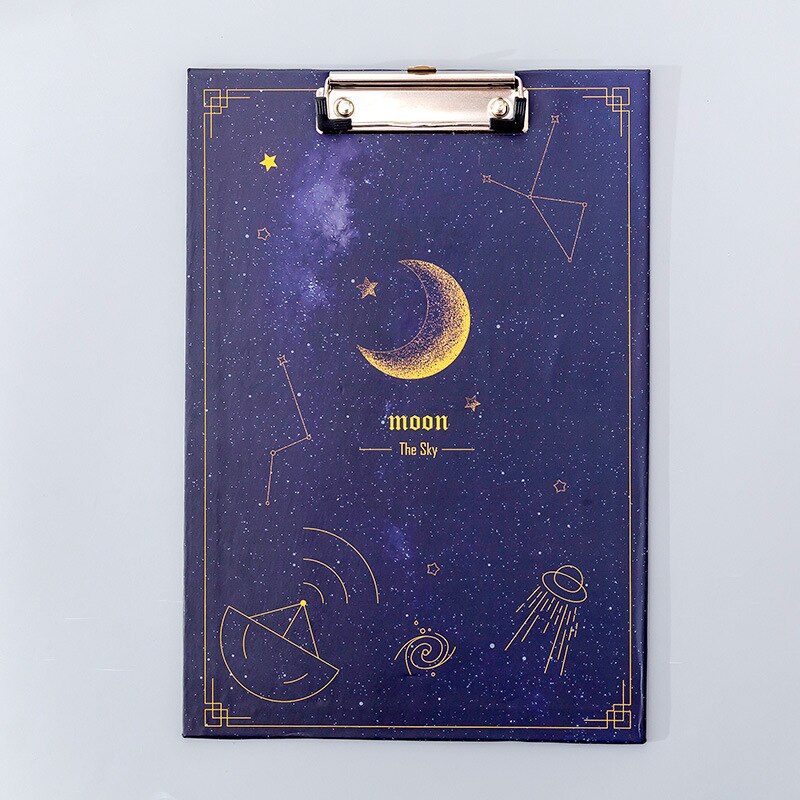 Prancha encadernadora para escrita e escrita a4, tablet criativo estrelado com céu, papelaria, para escrita e escritório: Moon