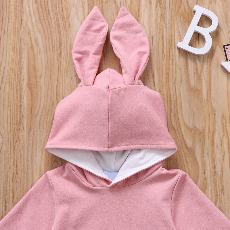 Toddler Lovely Newborn Kids Baby Girl Boys Solid Color Hooded Long Sleeve Bodysuit Warm Cotton Cute Adorable Outfits Clothing