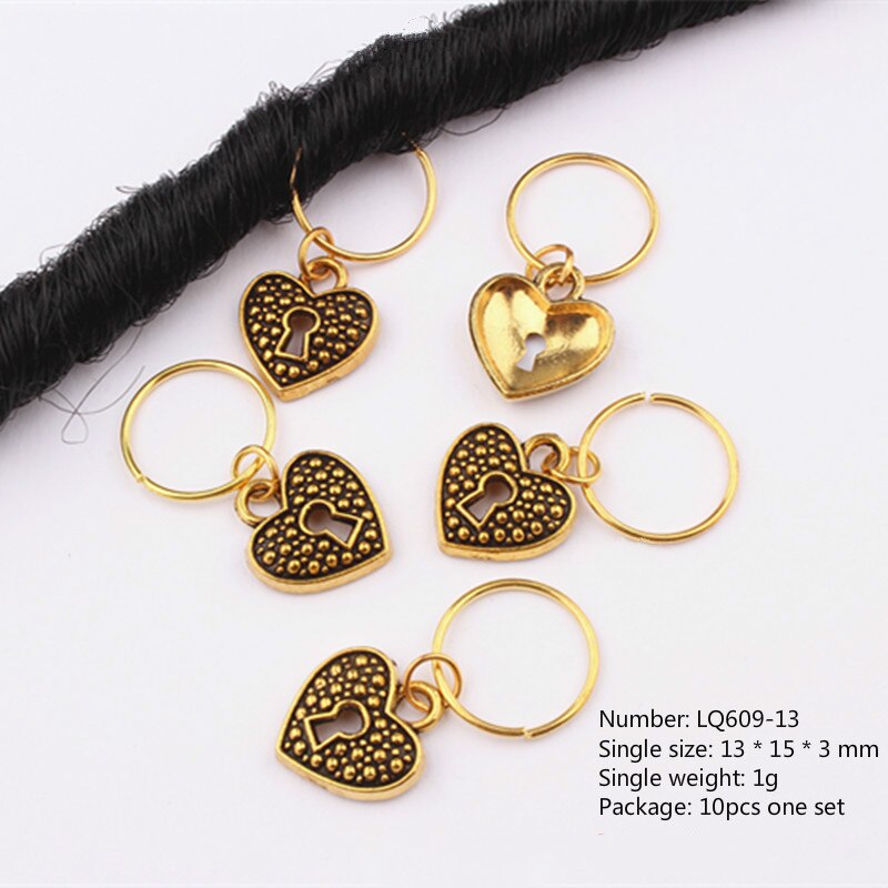 10 stk/pakke golden life tree sommerfugl charms manchetter ringe smykker dreadlock tilbehør hår fletning dread dreadlock perler clips: Nr. .13