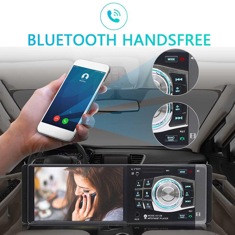 4.1 Inch 1 DIN Car MP5 Player Bluetooth FM Transmitter Radio Stereo Head Unit with Remote Control Can be Connected to Camera