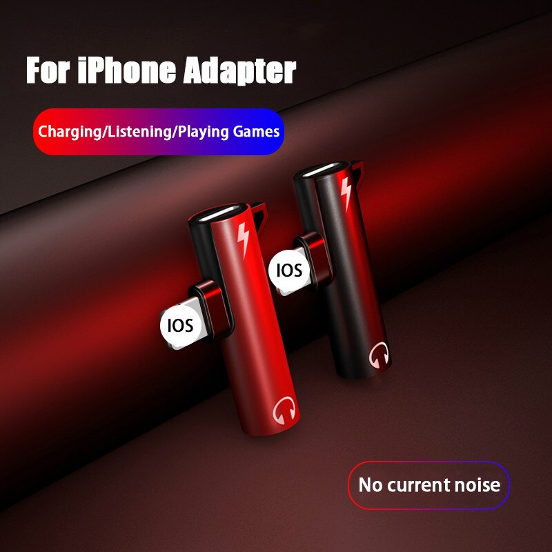 2in1 Charger Audio Patch Cord Voor Iphone Adapter Lightning Naar 3.5Mm Headset Iphone X7 8 Plus Extra Kabel Separator