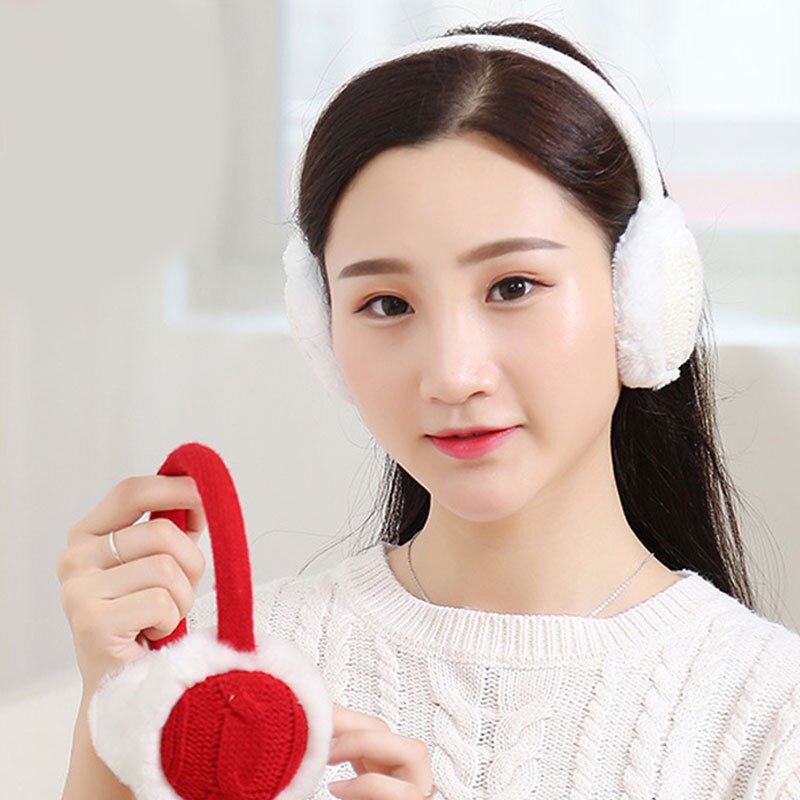 Crochet Knitted ladies earmuffs autumn winter warm comfortable solid unisex skiing Fur headphones casque antibruit cute