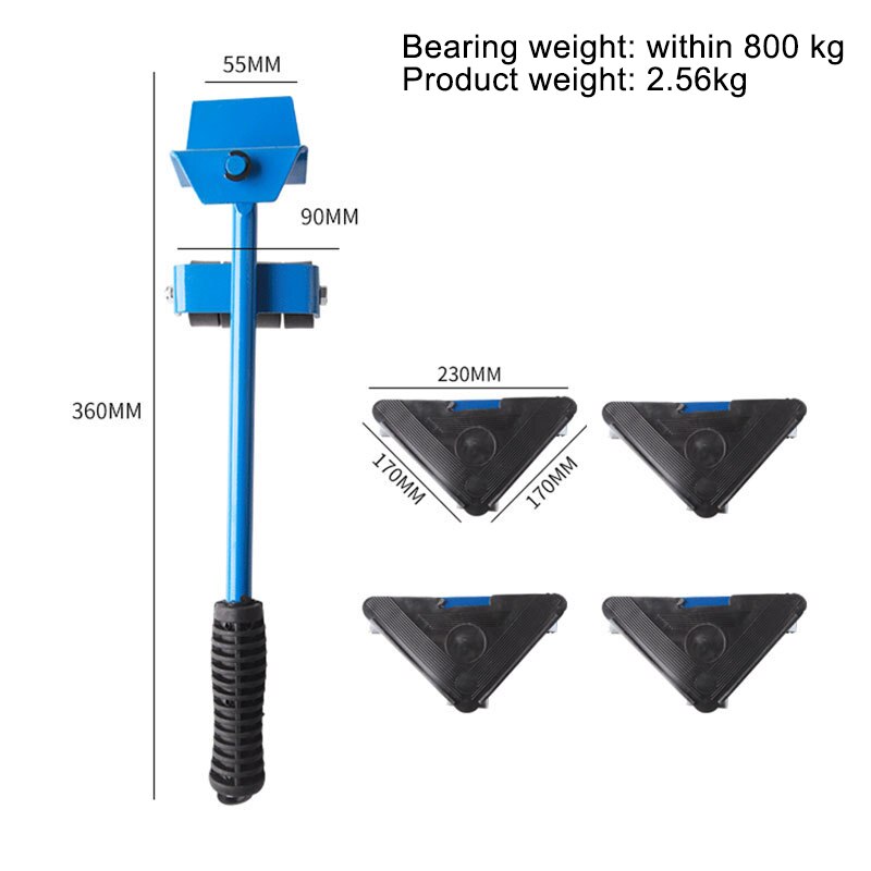 Max Load-Bearing 1000Kg Furniture Transport Lifter Shifter Metal Heavy Duty Stuffs Moving Tool for Household Mover