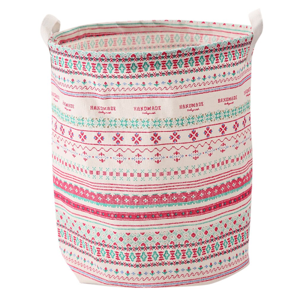 Printed Household Foldable Toy Clothing Storage Bag Laundry Basket Home Sundries Storage Barrel Laundry Baskets Boxs: C