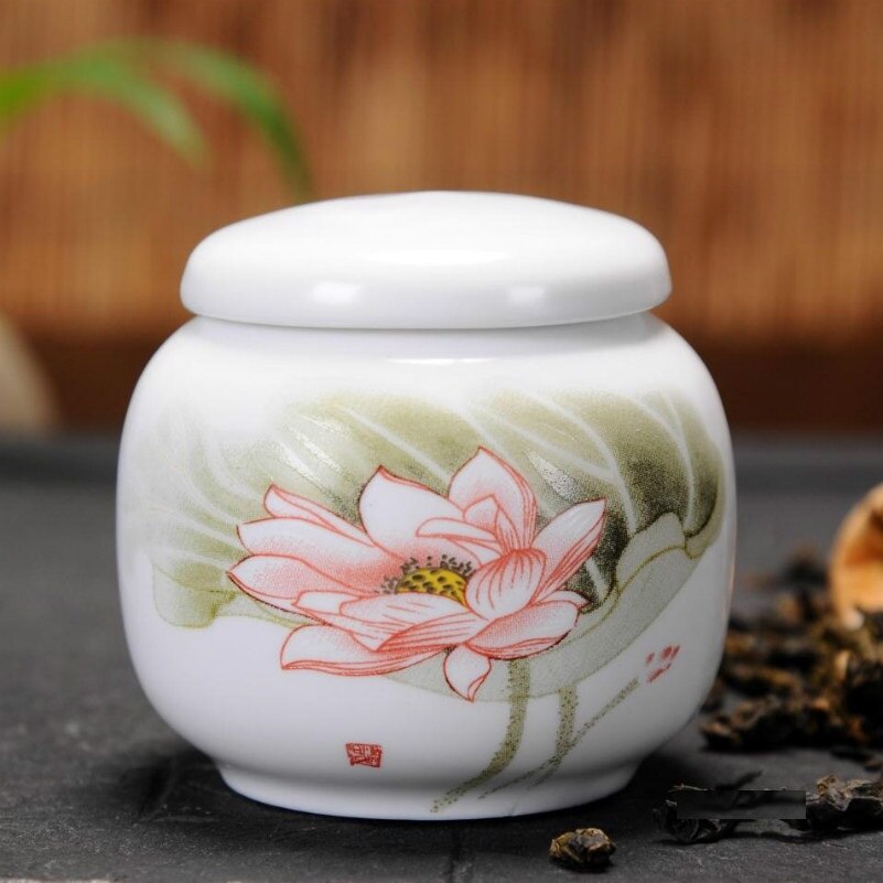 Mini boîte à thé Portable créative en céramique, récipient traditionnel chinois à thé avec motif de peinture chinoise
