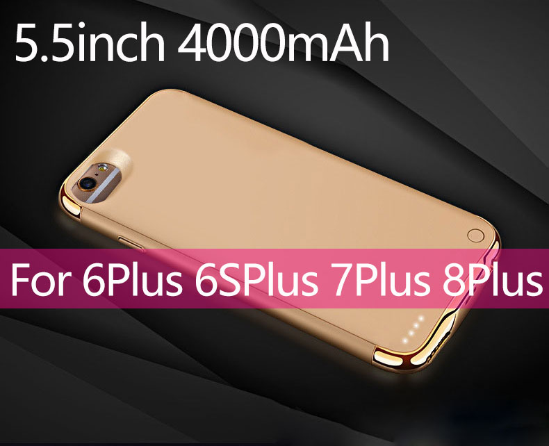 3500mah External battery Phone Charging Case For iPhone 6 6s 7 8 4000mAh External Phone battery Case For 6 6s Plus 7Plus 8Plus: 5.5inch Gold