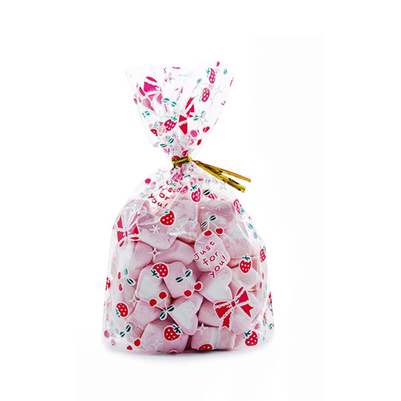 Sachet en plastique pour emballer des de mariage,emballage de couleur rose, fête de noël, biscuits, gâteaux, cookies, bonbons, motif amour, 50 pièces, 13x9cm: A
