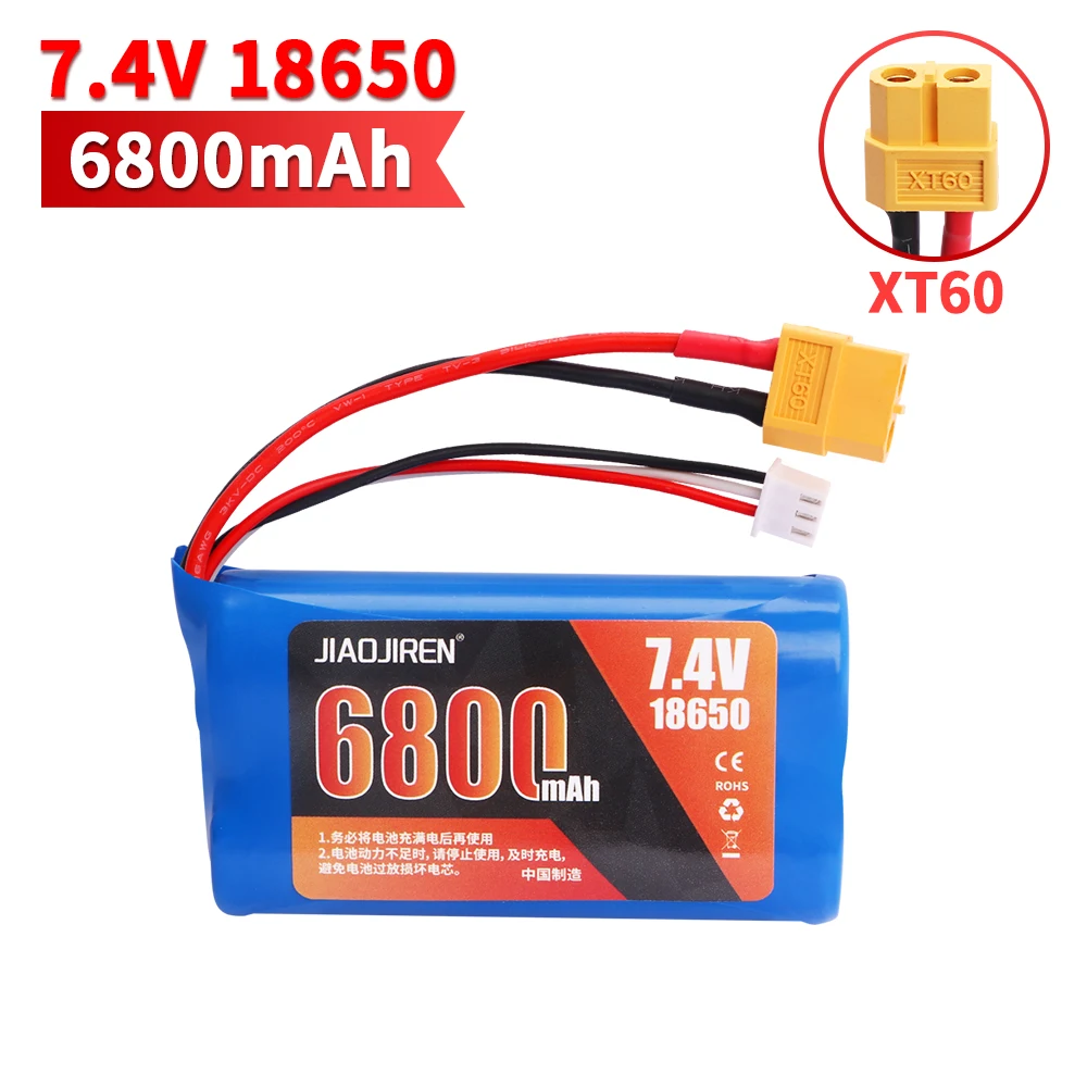 7.4v 6800 mah 18650 lipo-akkua  q46 wltoy 10428 12428/12423 x9115 144001 rc auton varaosille 7.4v suurikapasiteettista akkua: Sininen
