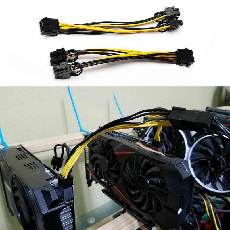 10Pcs 8 Pin Pcie Dual Pcie 8 (6 + 2) pin Power Kabel 20Cm Moederbord Grafische Kaart Pci-E Gpu Power Datakabel Splitter
