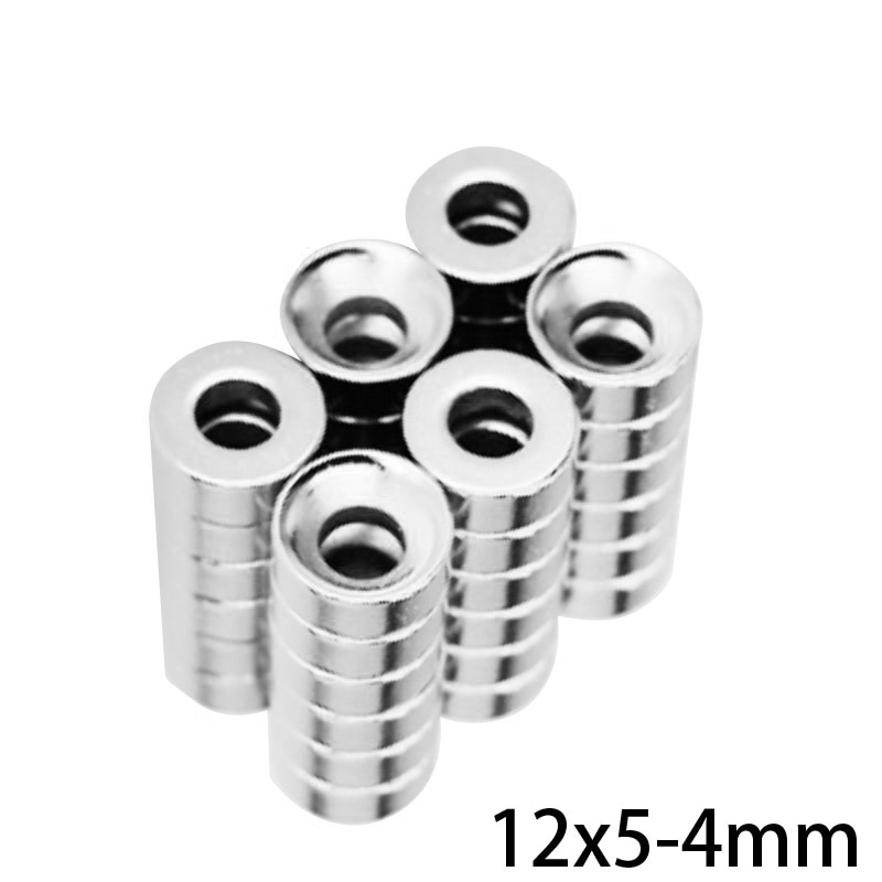 Imanes potentes de 12x5-4mm, agujero de 12*5mm, 4mm, redondos avellanados permanentes, disco magnético de neodimio de 12*5-4mm, 5 ~ 300 Uds.