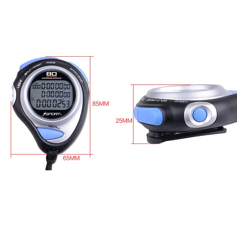 Digital Professionelle 80 Runden Speicher handheld Stoppuhr Drei Reihe Sport Zähler Timer Professionelle Leichtathletik Stoppuhr