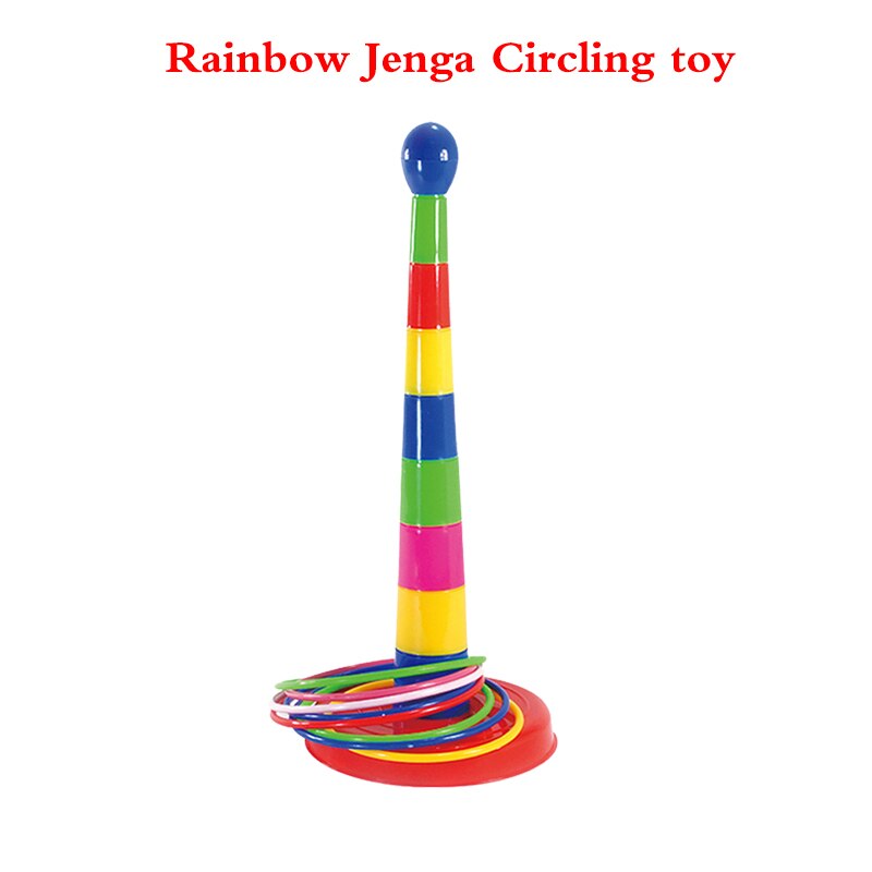 Eltern-kind Werfen Ferrule Spielzeug Regenbogen Jenga Ringe Spielzeug Große Kreuz Fünf-ring Zwinge Spielzeug Kinder Pädagogisches Spielzeug LXX: Colorful Circle