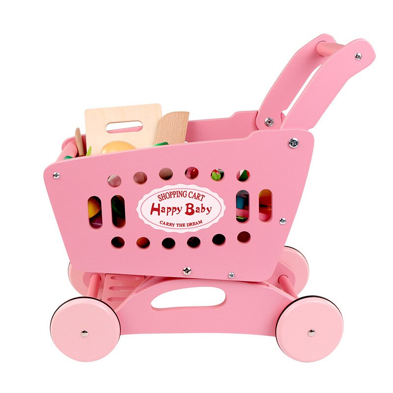 Chariot de courses en bois, maison de jeu pour jardins d'enfants, étagères de supermarché, apprentissage précoce et enfants, jeux de rôle, achats