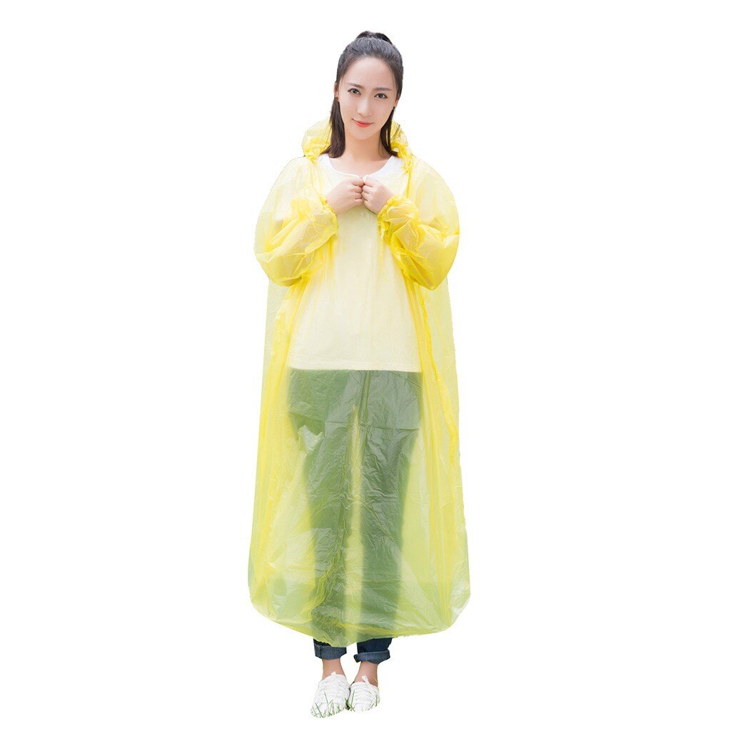 Regenkleding Wegwerp Adult Emergency Waterdichte Regenjas Wandelen Camping Hood Pe Mannen Regenjas Tuin Thuis: Yellow 