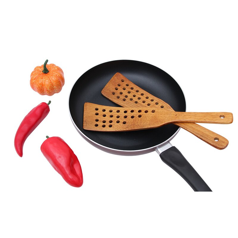 Houten Spatel Houten Schop Voor Non-stick Pan Rijst Lepel 24-Gat Filtratie Koken Tool Houten Spatel Kookgerei keuken Gereedschap