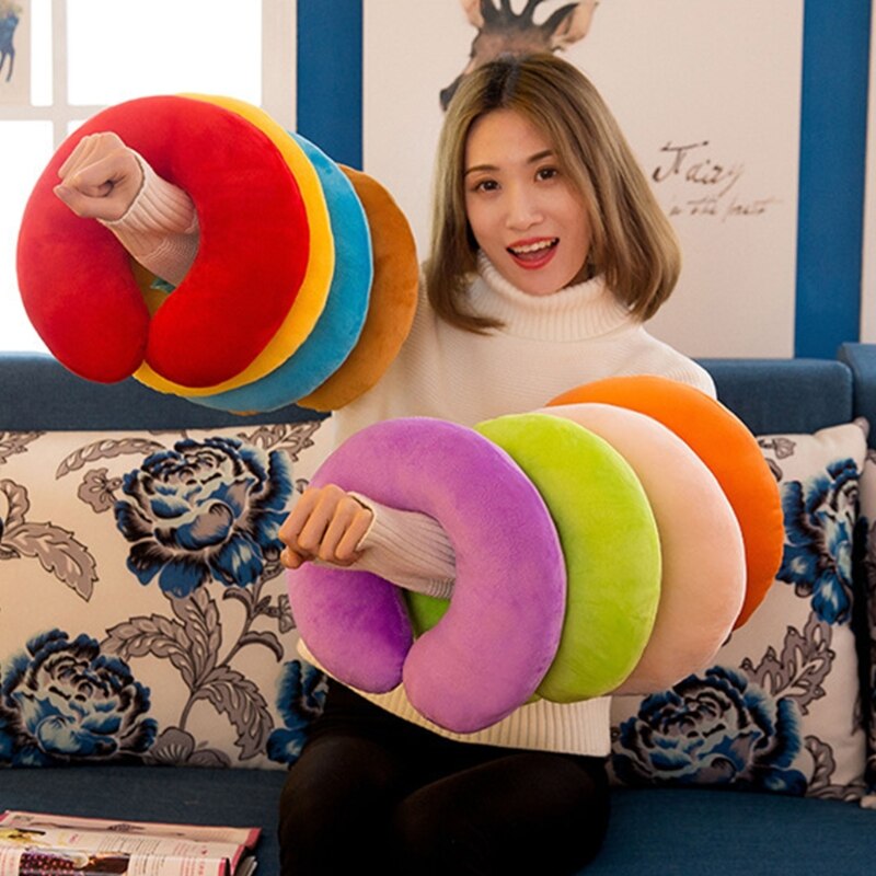 GXMA 30x28cm Soft U-Shaped Neck Protection Pillow Office Sleep Nap Cushion Travel Car Train Head Support Solid Color