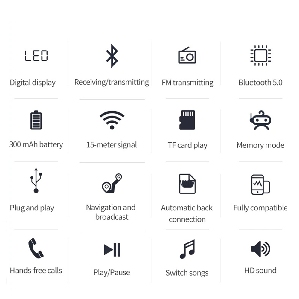Transmitter Receiver 300mA Battery Wireless Audio LED Bluetooth 5.0 Adapter For Car Music Headphone Speaker Support TF Card FM