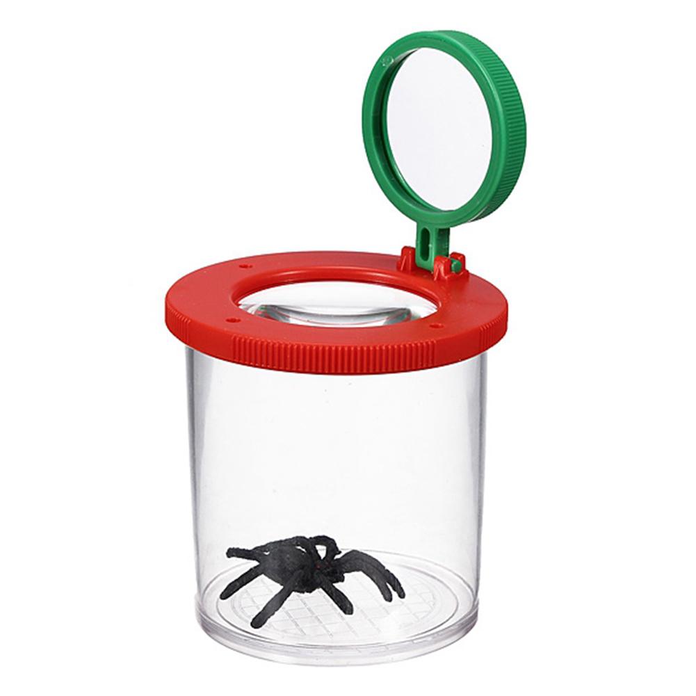 Insect Viewer Box 4X Magnifier Children Cylindrical Crawler Spider Magnifying Glass Bugs Insect Observation Box With Two 4X Lens