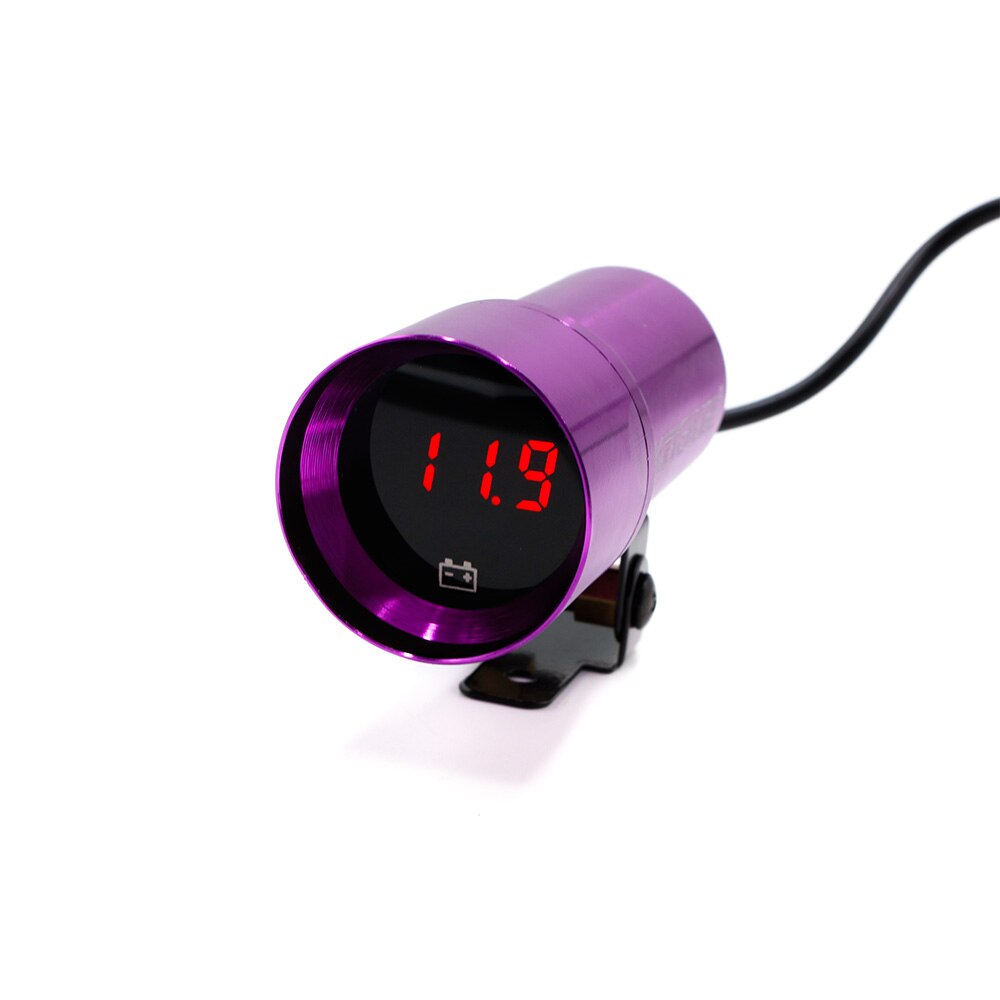 Yomi 37Mm Rook Digitale Auto Volt Gauge Auto Volt Meter Universele Rode Led Voltage Voltmeter Mini Paars