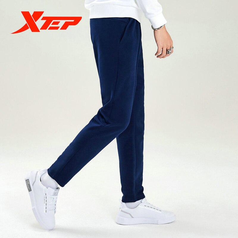Xtep Mannen Sport Broek Winter Plus Fluwelen Comfortabel Ademend Losse Gebreide Broek Casual Mannen Broek Eenvoudige 881329639236
