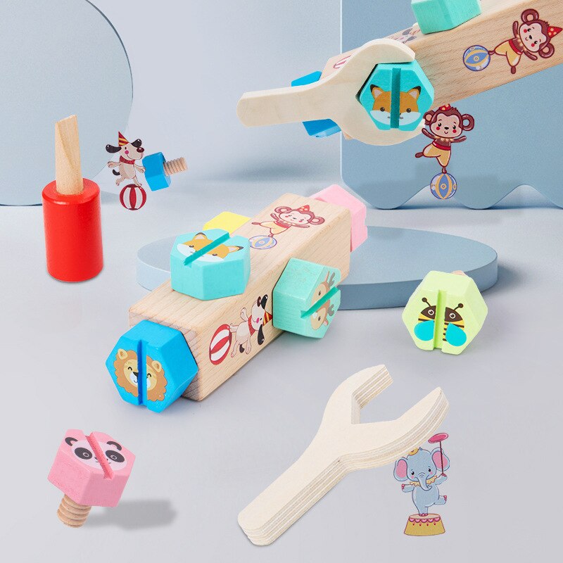 Disassembly Assembly Animals Screw Matching Color Children Hand Eye Coordination Wooden Parent-child Interactive Game Toys