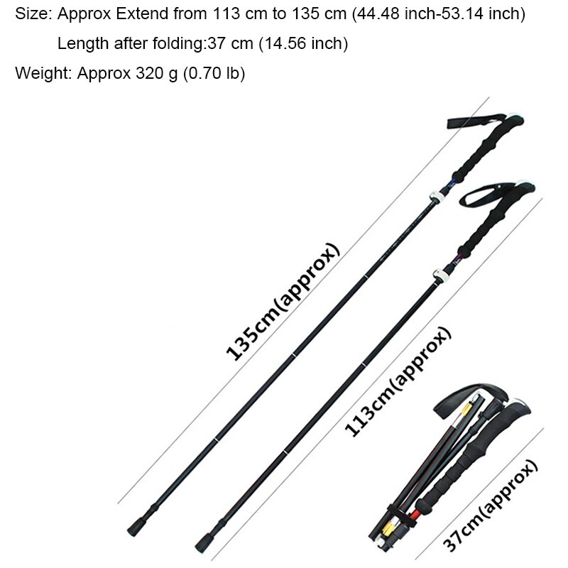 Collapsible Nordic Walking Poles Folding Trekking Poles Telescopic Hiking Walking Stick Adjustable Climbing Scandinavian Sticks