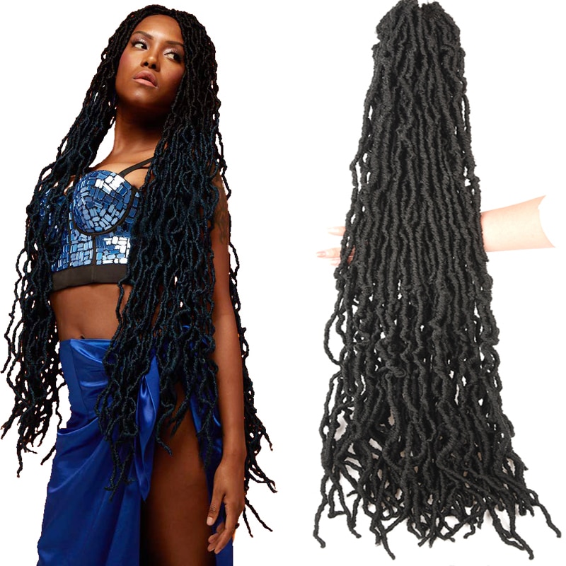 Nu locs syntetiske fletninger faux locs fletning hår extensions krøllet 18 tommer blød naturlig forlængelse hæklet hår fletninger