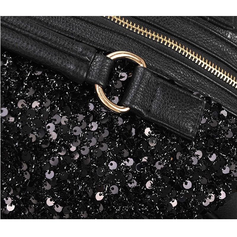 Dametaske diamanter pailletter læder skuldertasker vintage damer håndtasker kæde messenger sort stor taske til kvinder