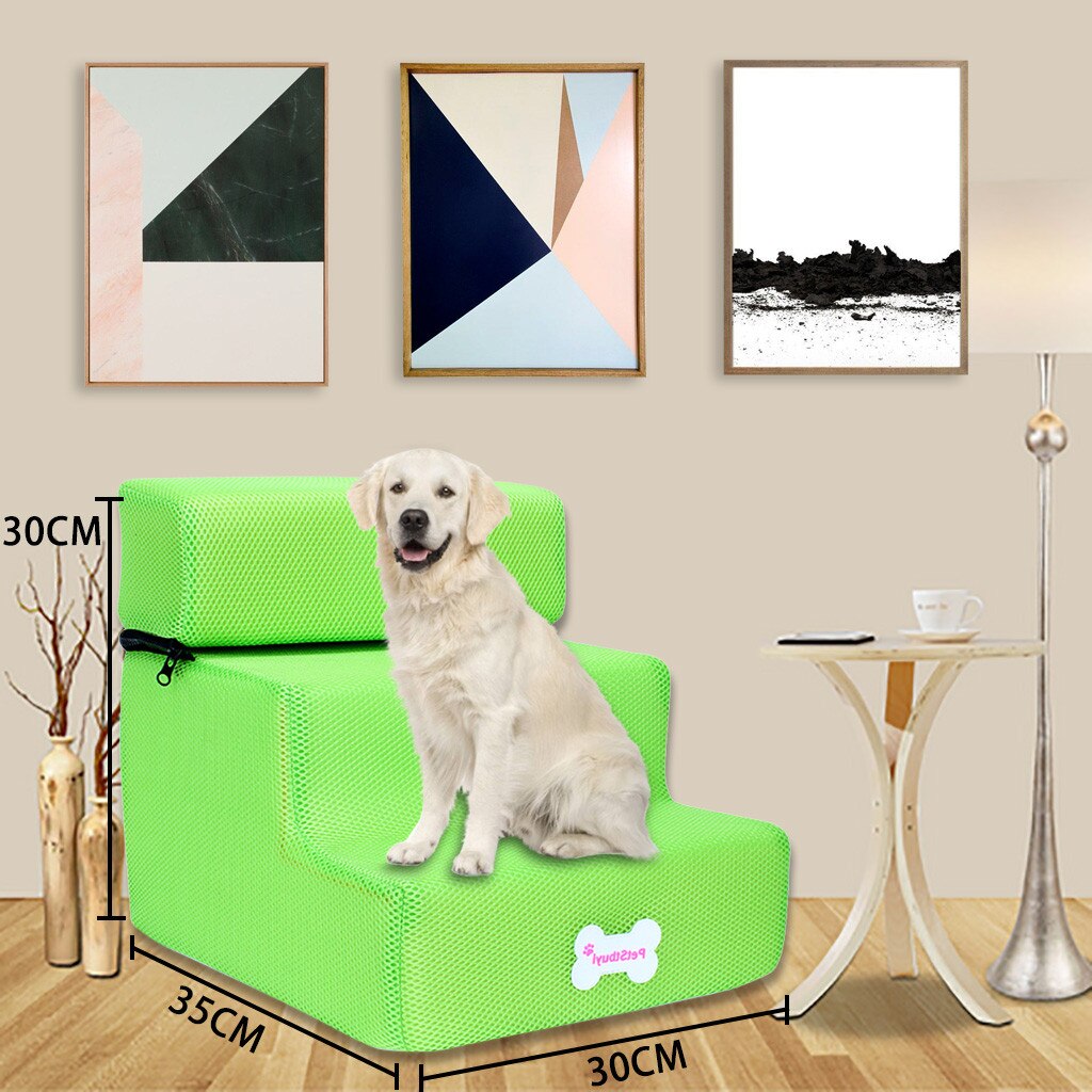Hond Trappen Huisdier 3 Stappen Trap Voor Kleine Hond Kat Hond Huis Huisdier Oprit Ladder Anti-Slip Opvouwbare Honden bed Trappen Dierbenodigdheden: Green