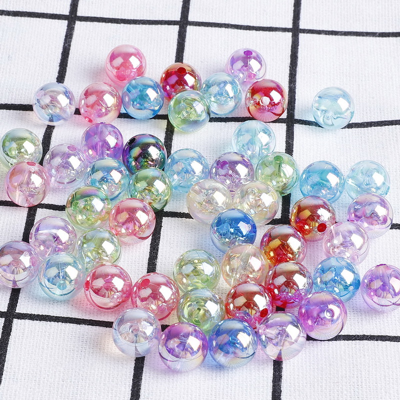 50 ~ 100 Stuks 6 8 10 12mm AB regenboog kleur Ronde Acryl Kraal Losse Spacer Kralen Voor Sieraden maken DIY Armband Bevindingen