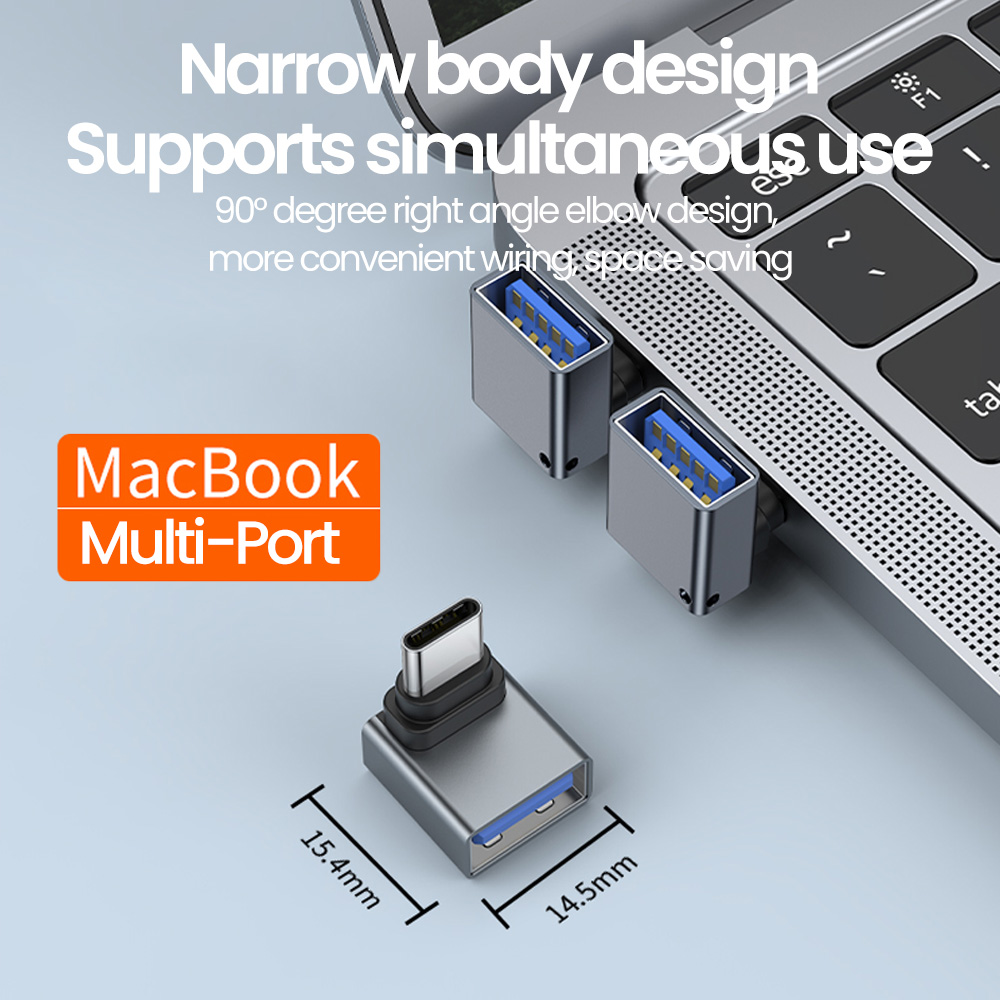 USB C Adapter 90° Elbow Type C to USB 3.0 Adapter Fast Charging USB Female To Type C Male Converter For Macbook Mobile Phone
