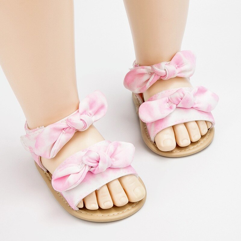 Kidsun Mode Sandalen Baby Girl Leuke Strik Prinses Schoenen Peuter Baby Platte Zachte Zool Zomer Sandalen Non-slip 2 Kleuren
