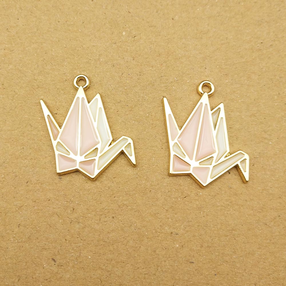 10pcs 24x25mm paper crane enamel charm for jewelry making and crafting earring pendant bracelet necklace charms