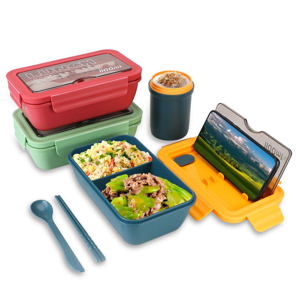 Microwave Dinnerware 1100ml Japanese Style Lunch Box Eco-Friendly Food Container Food Storage Container Wheat Straw Material
