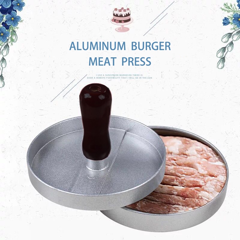 1 sett rund form hamburgerpress aluminiumslegering 12 cm hamburger kjøtt biff grille burger trykk patty maker form kjøkkenverktøy