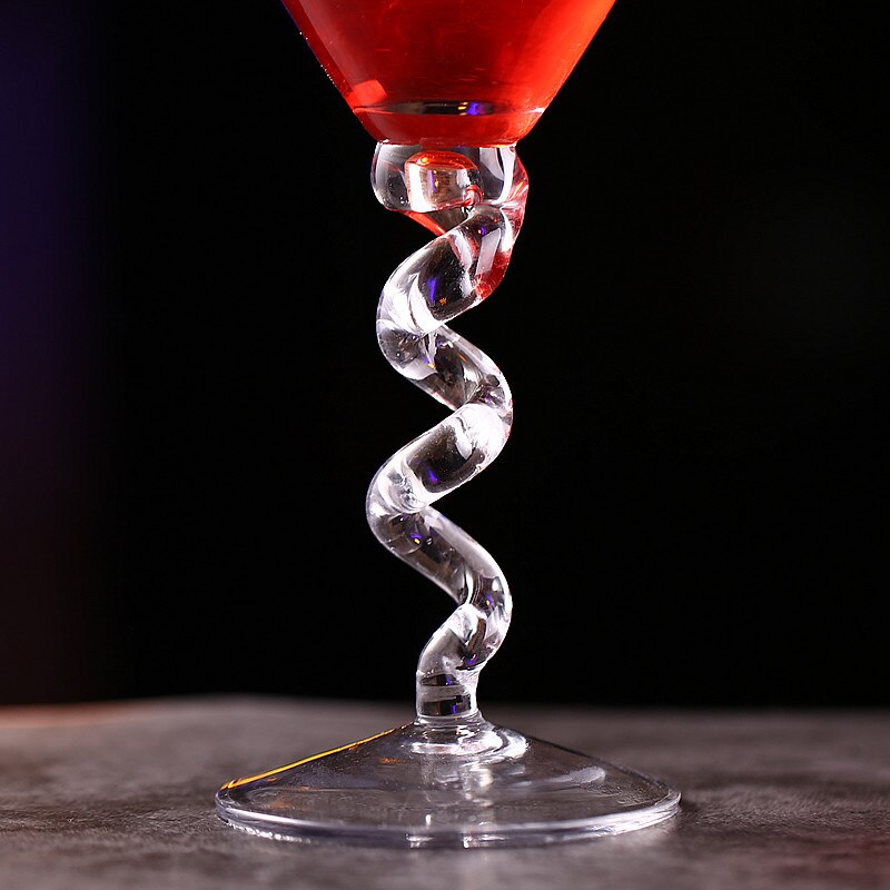 Lead free crystal glass spiral Martini cup spring Cocktail Cup triangle cup martini glass