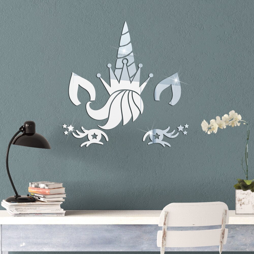 Kawaii Einhorn Acryl Zauberstab Aufkleber Spiegel Aufkleber Tapete Schlafzimmer Wohnzimmer Dekor Hause Dekoration Zubehör
